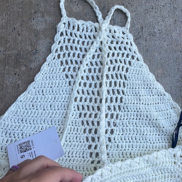 Crochet crop top cream small new with tags boho - Picture 5 of 5